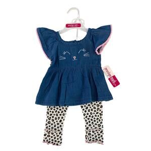 12 months 2-piece girl legging outfit, leopard print, Penelope Mack